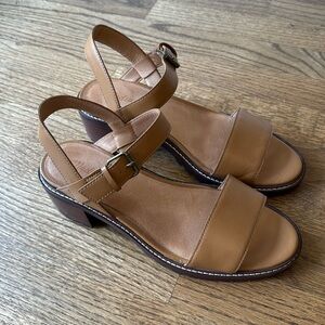 Madewell The Erin Lugsole Leather Toffee Brown Heeled Sandal 9.5